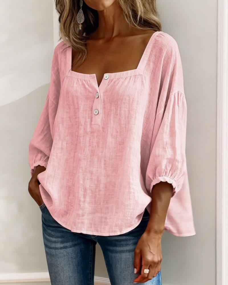 Maribel | Camicia con Scollo Quadrato e Maniche a Palloncino