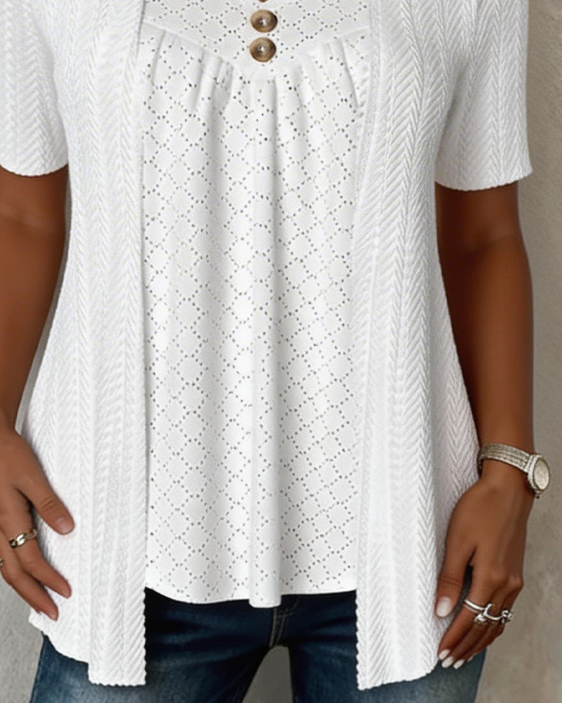 Falissa | Camicia con Scollo Quadrato e Colletto Traforato