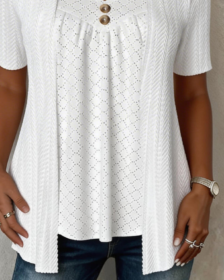 Falissa | Camicia con Scollo Quadrato e Colletto Traforato