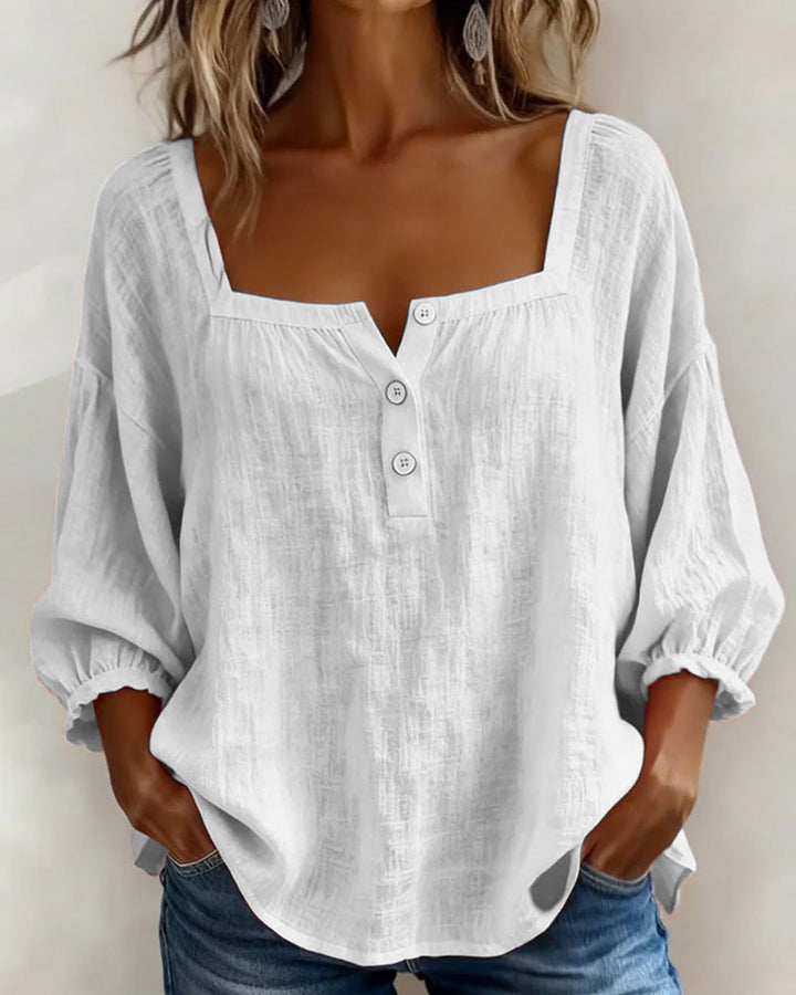 Maribel | Camicia con Scollo Quadrato e Maniche a Palloncino