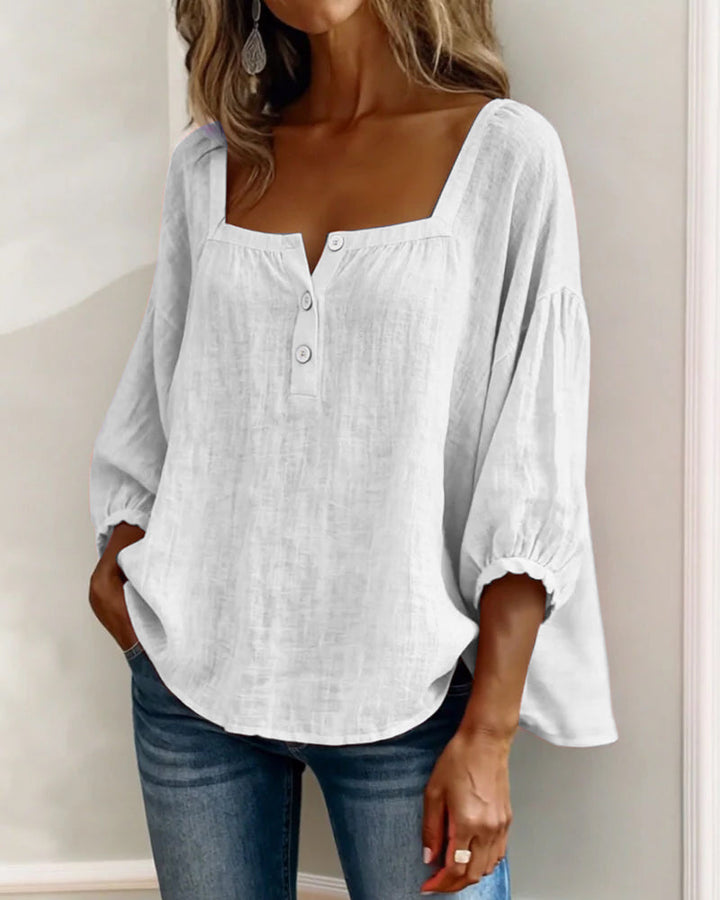 Maribel | Camicia con Scollo Quadrato e Maniche a Palloncino