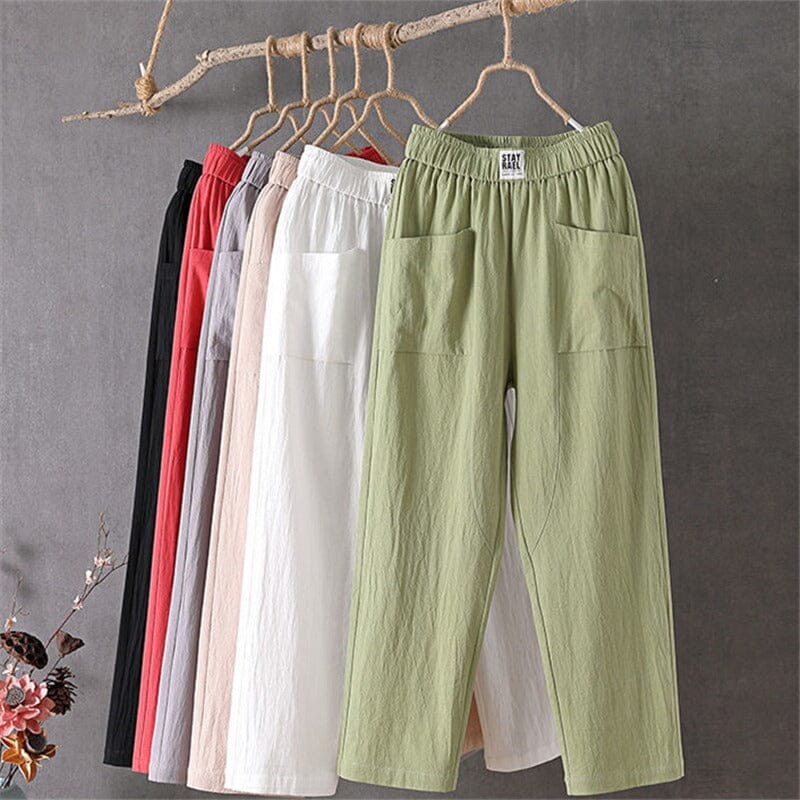 Julie | Pantaloni Casual in Cotone e Lino con Vita Elastica