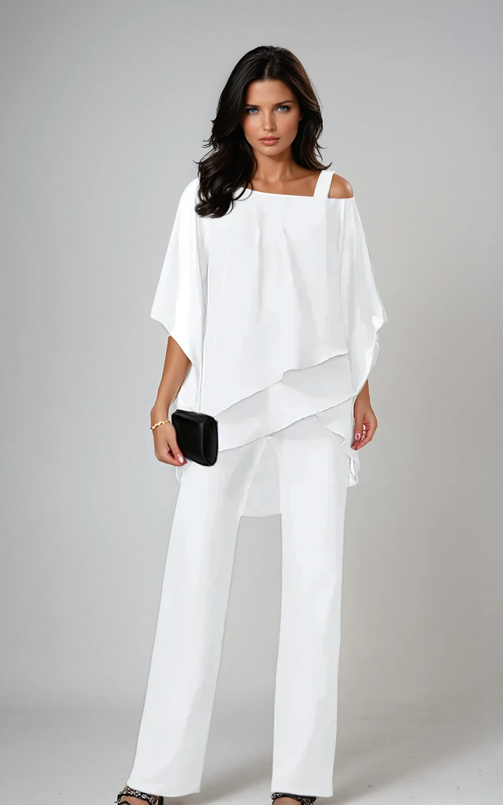 Eleanor | Completo Due Pezzi con Poncho Asimmetrico