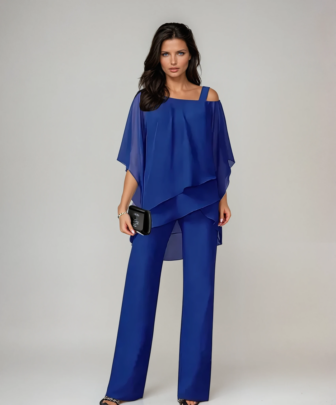 Eleanor | Completo Due Pezzi con Poncho Asimmetrico