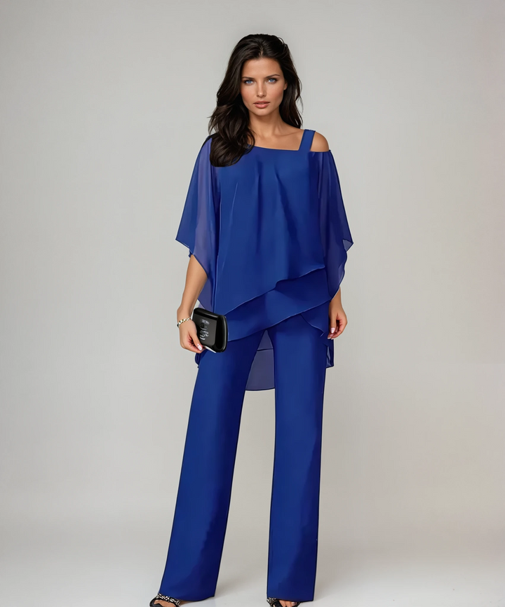 Eleanor | Completo Due Pezzi con Poncho Asimmetrico