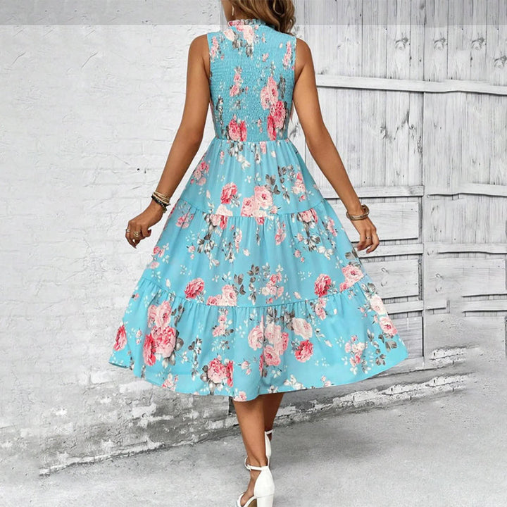 Rosalind | Abito Midi Floreale a Balze con Corpetto Smock