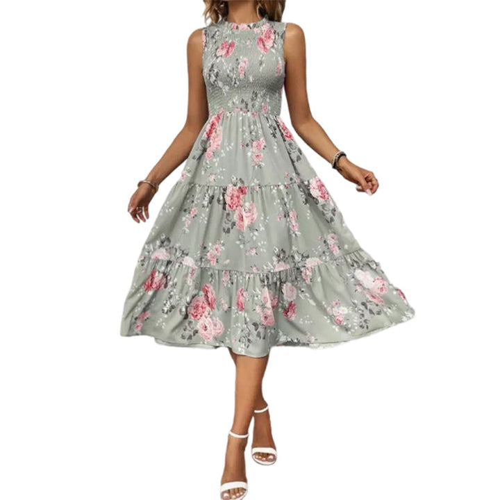 Rosalind | Abito Midi Floreale a Balze con Corpetto Smock