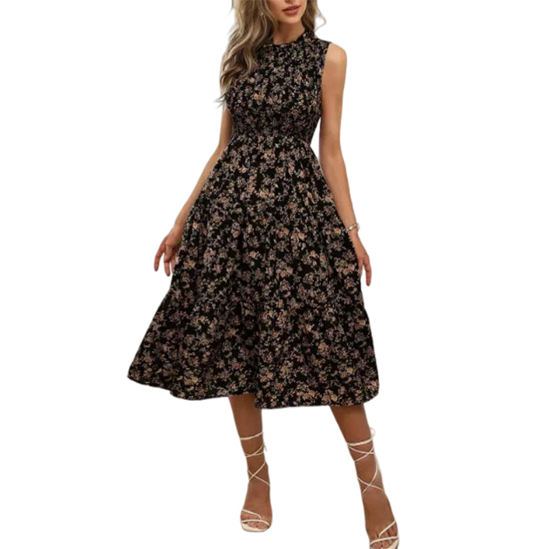 Rosalind | Abito Midi Floreale a Balze con Corpetto Smock