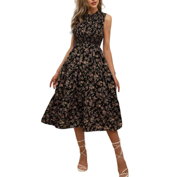 Rosalind | Abito Midi Floreale a Balze con Corpetto Smock