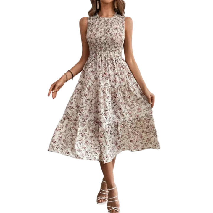 Rosalind | Abito Midi Floreale a Balze con Corpetto Smock