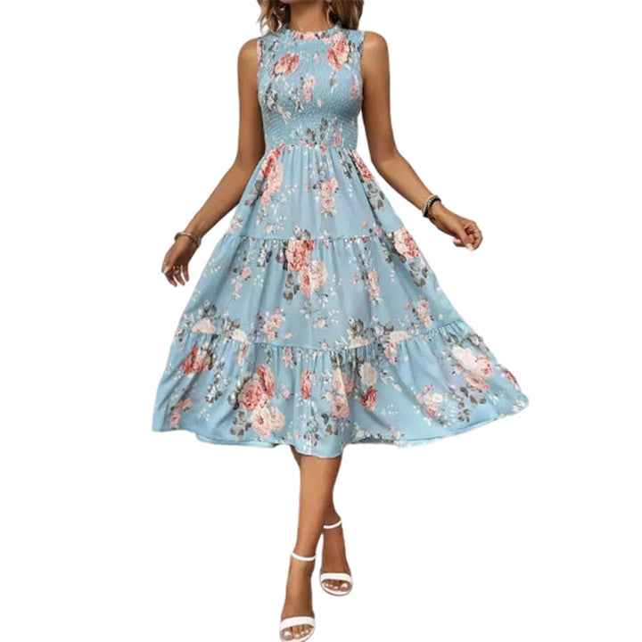 Rosalind | Abito Midi Floreale a Balze con Corpetto Smock